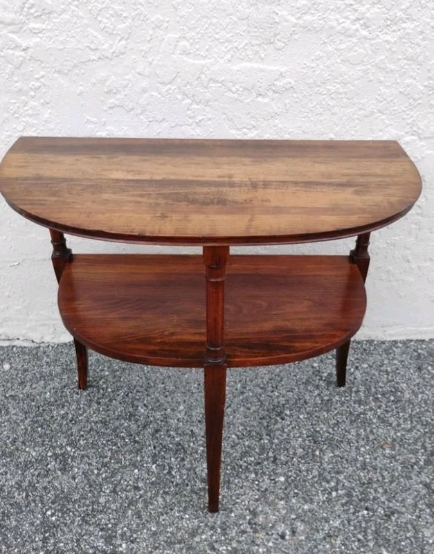 Vintage Mahogany Demilune Two Tiered Side Table gallery
