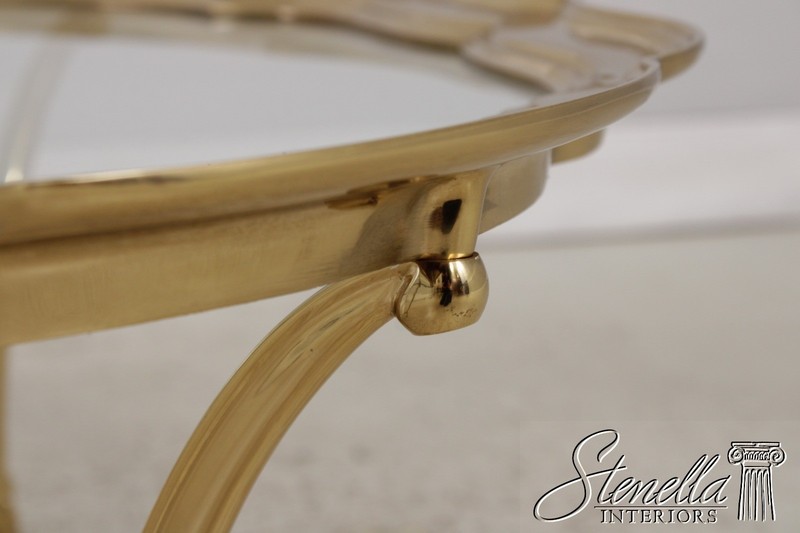73047: LABARGE Brass & Glass Cocktail Coffee Table gallery