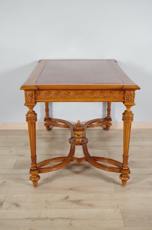 Louis XVI Carved Walnut and Cherry Marble Middle Table, circa 1880 gallery