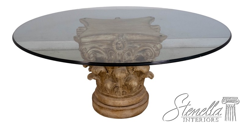 69656: Round Glass Top Column Base Dining Room Table