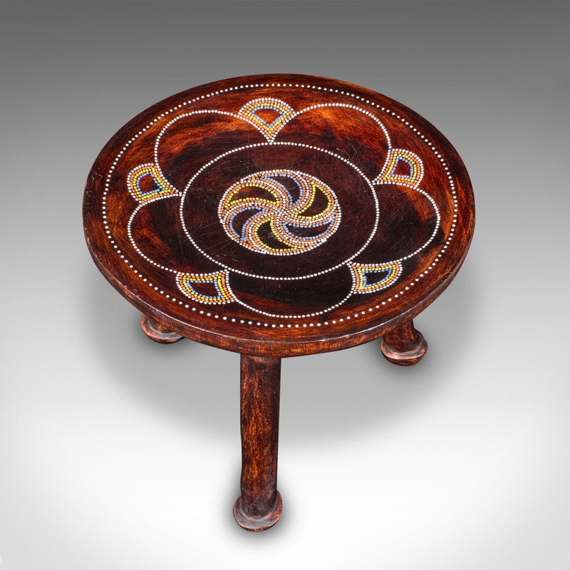 Small Antique Tribal Side Table, African, Fruitwood, Lamp, Stool, Late Victorian gallery