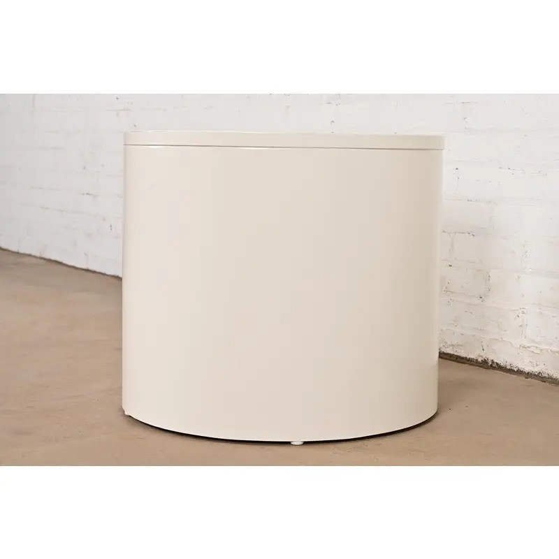 Milo Baughman Mid-Century Modern Lacquered Drum Side Table, Newly Refinished gallery
