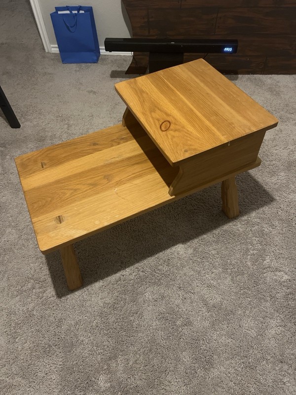 Solid Oak Handmade Wooden End Table Two-Tier gallery