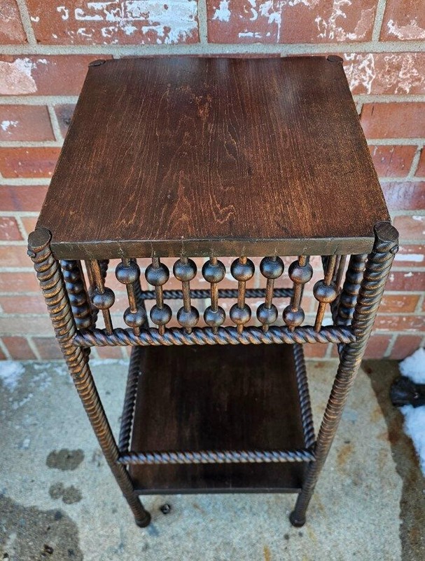 Antique Mahogany Stick & Ball Table Night Stand Plant Fern Stand Barley Twist