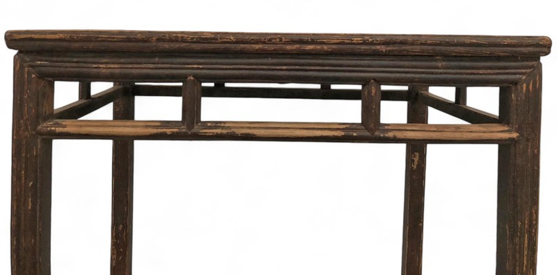 Antique Console or Wine Table with Stretchers, 35;8" Inch Long gallery