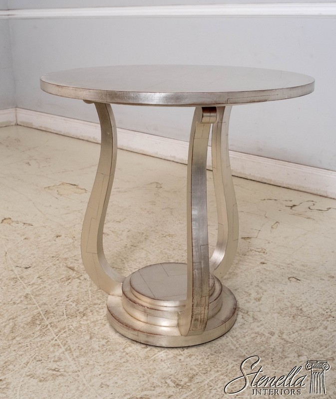 69762: JOHN RICHARD Silver Leaf Round Lamp Table gallery