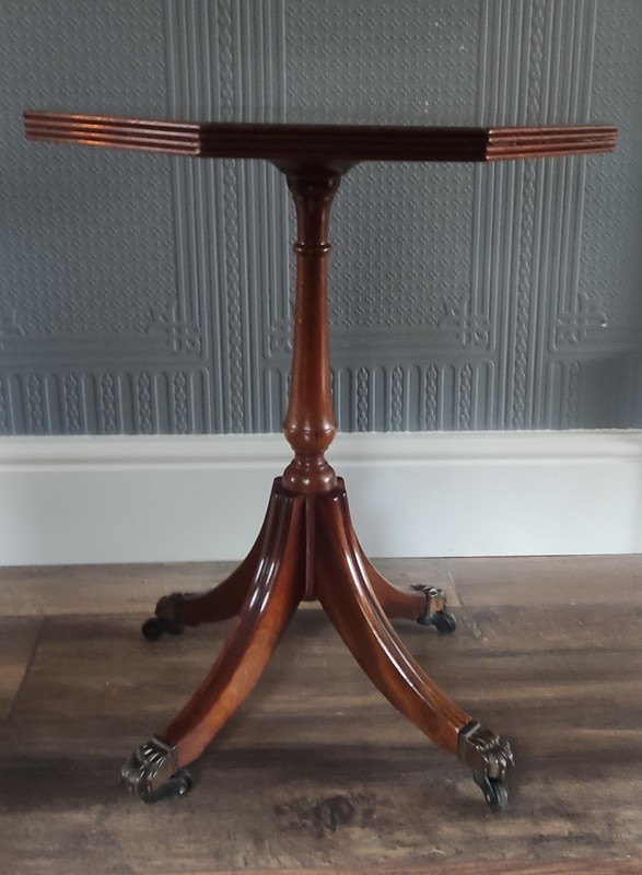 Siesta By NH Chapman Mahogany Octagonal Wine Table Oxblood Leather gallery