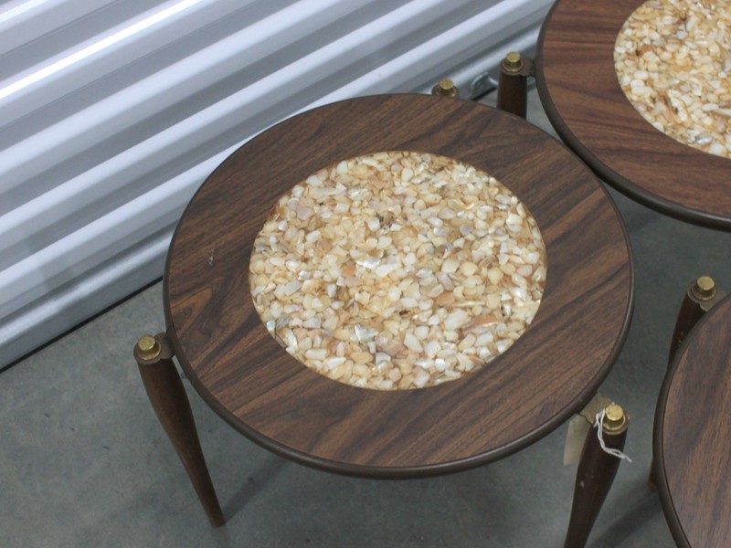 MCM Nesting Stacking Tables Mother of Pearl Spider Leg Set of Three gallery