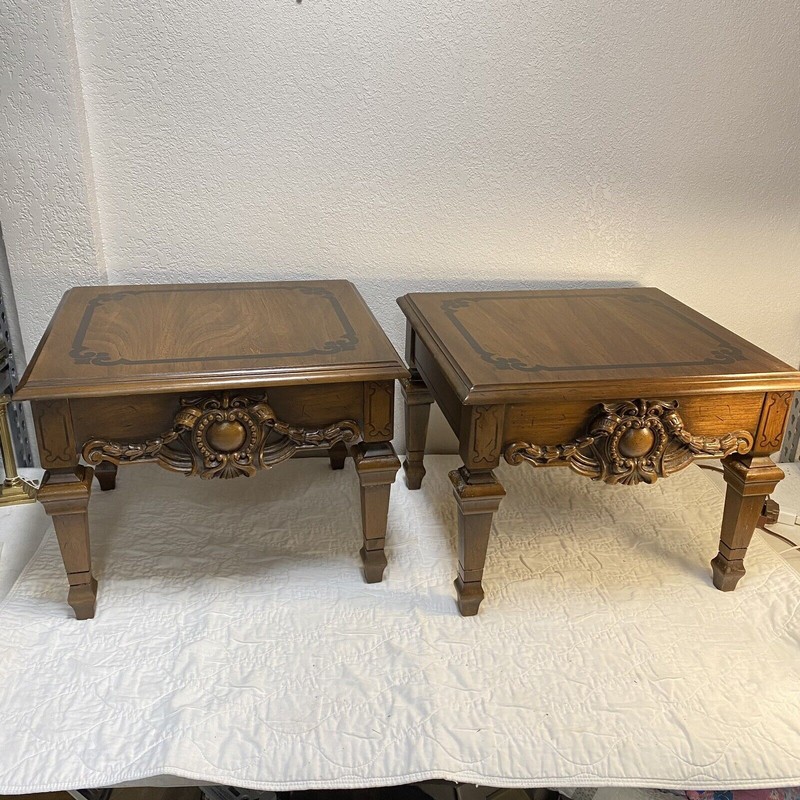 Beautiful Pair of Ornate Wood Lane End Tables / Side Tables Mo. # 1462 - 18 gallery
