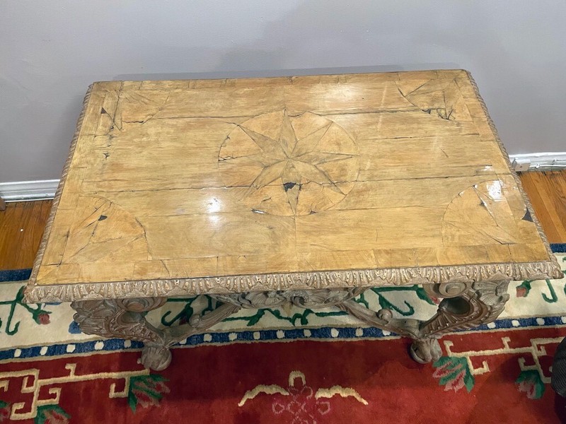 Elegant Antique console table bleached Walnut vintage, Nineteenth C. Regency gallery