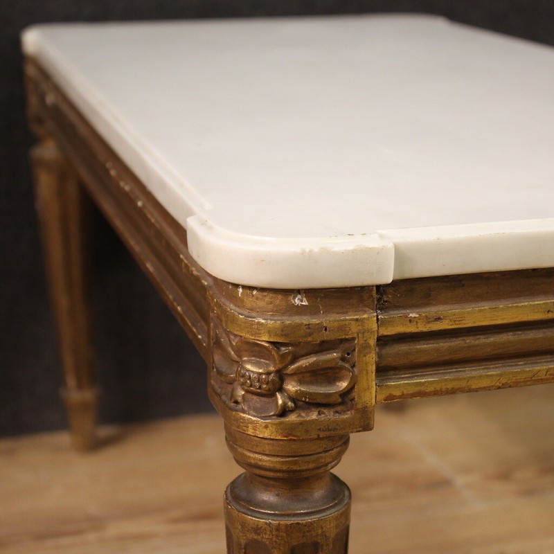 Living room coffee table marble top golden wood furniture antique style 900 gallery