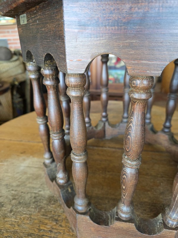 Vintage Octagonal Walnut Side Table Burl Top Turned Legs Traditional Octogon gallery