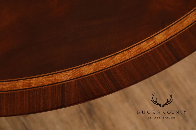 Custom Mahogany Inlaid Demilune Console Table gallery