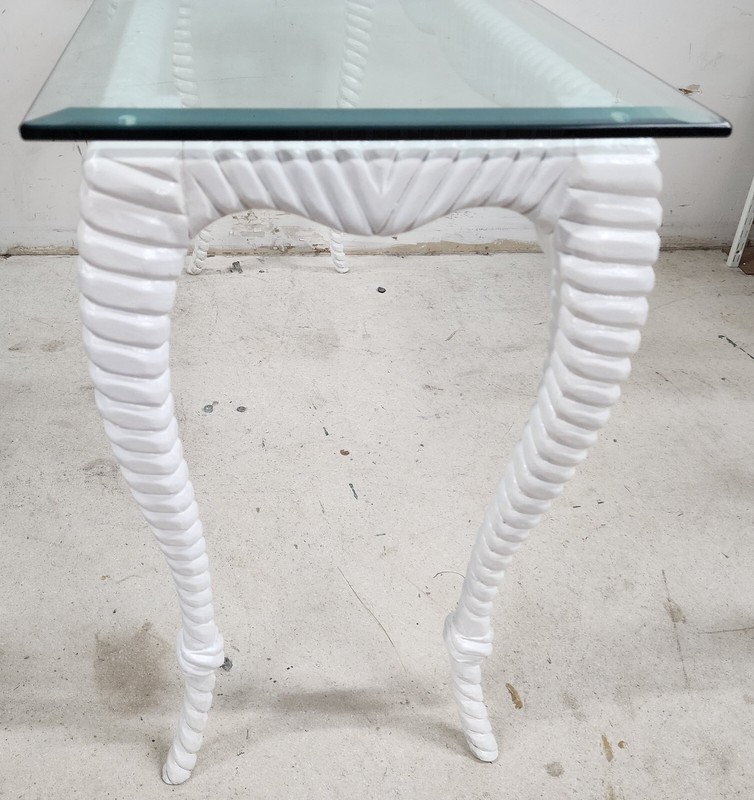 Italian Glass Console Solid Wood Faux Rope gallery