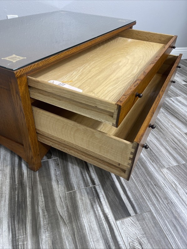 Stickley Harvey Ellis Rectangular Storage Cocktail Table solid Oak 89-743-032 gallery