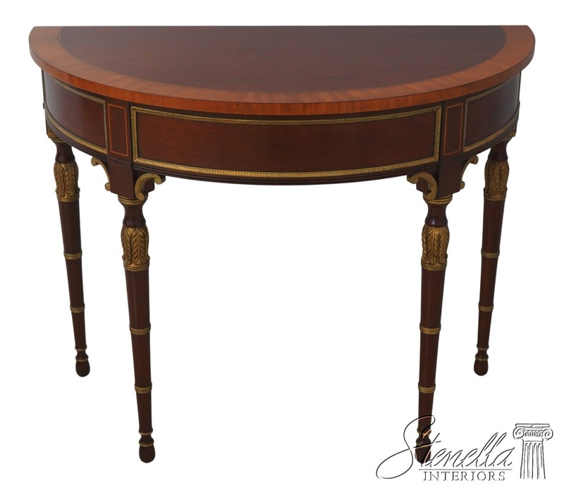 L72012: KINDEL Louis XVI Style Mahogany Demilune Console Table 2 of 2