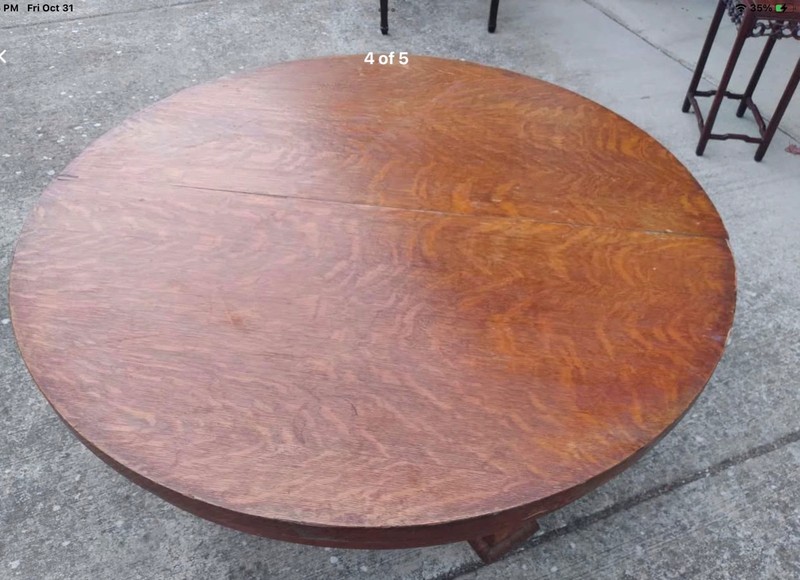 Antique Tiger Oak Round Coffee Table Monroe, NY- Restaurant / Store gallery
