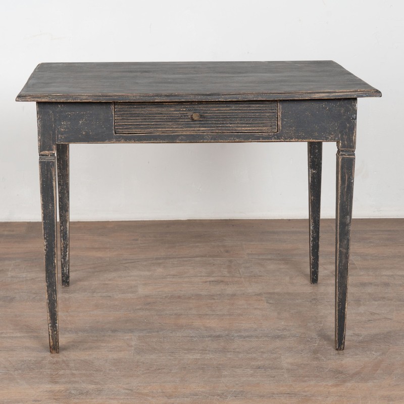 19th Century Swedish Black Side Table with Single Drawer gallery