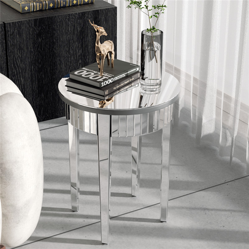 Glossy Mirrored End Table Living Room Sofa End Table Bedside Nightstand 4-Legged gallery