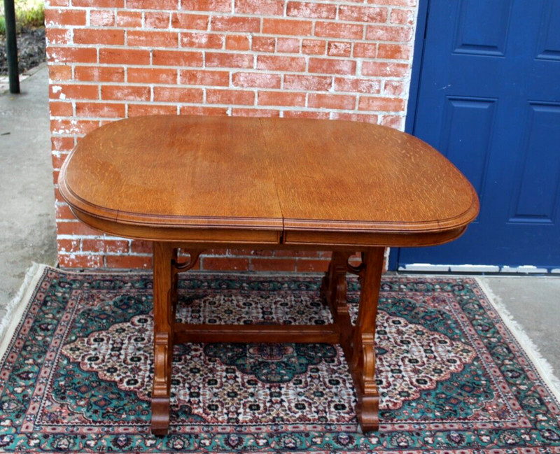 French Antique Oak Art Nouveau Kitchen Table Circa 1895 gallery
