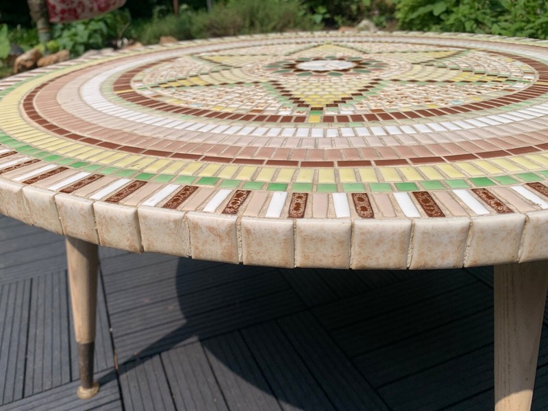 1960s MCM Atomic Mosaic Tile Coffee Table 32" gallery