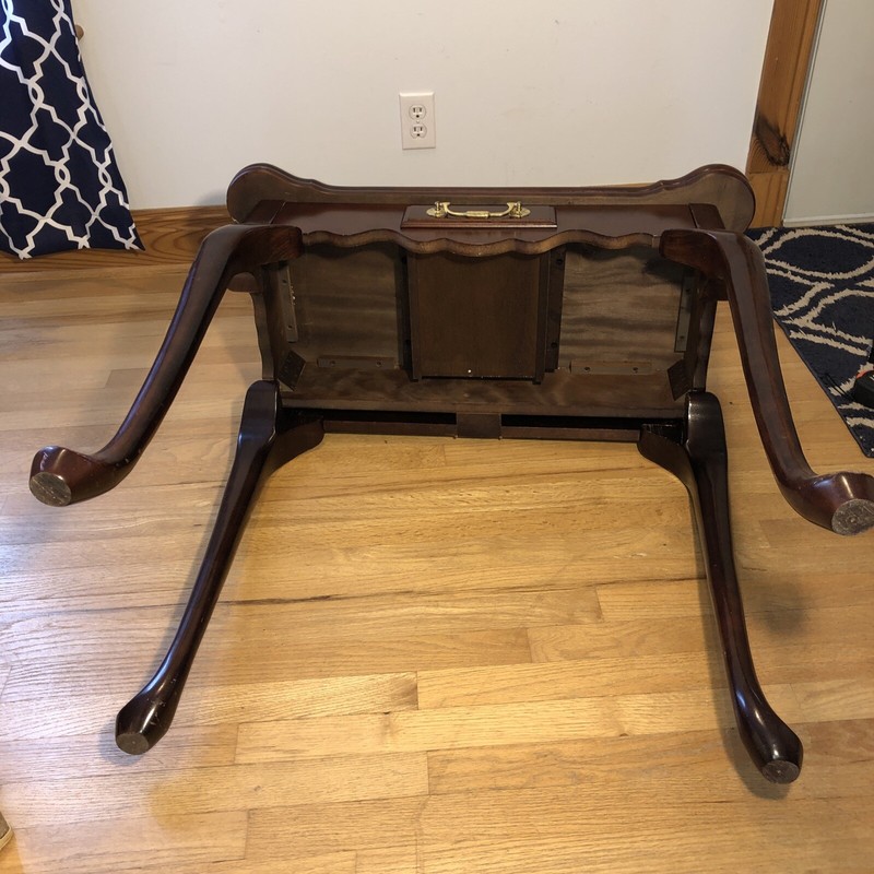 Bombay Company Queen Anne Mahogany Wood Game Card Fold Over Out Console Table gallery