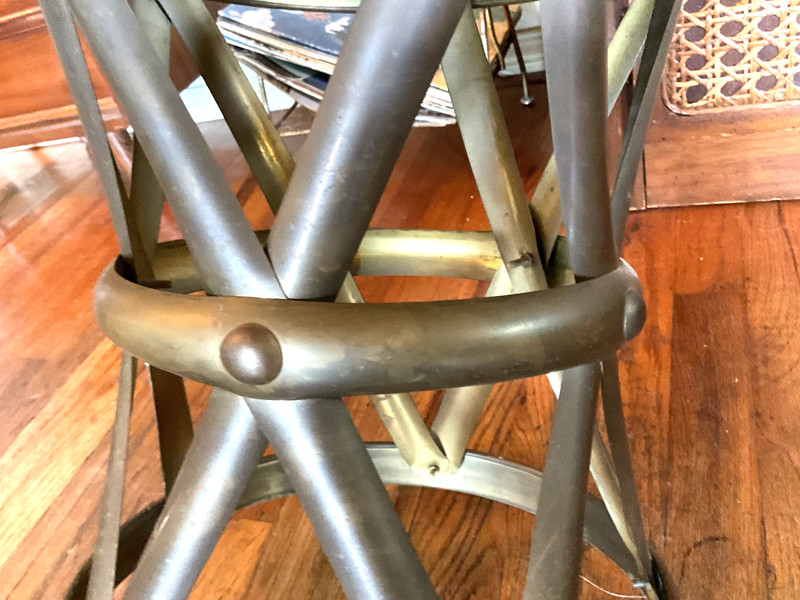 Vintage Brass Lattice Drum end Table plantstand Stool MCM Hollywood Regency gallery