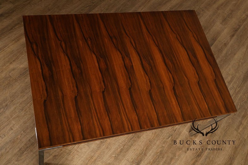 Mid Century Modern Expandable Rosewood and Chrome Dining Table gallery