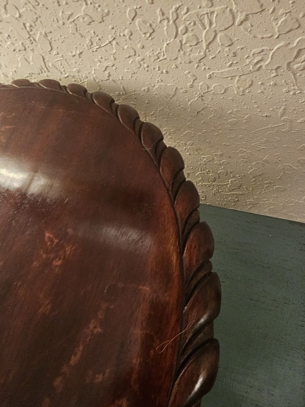 Antique Furniture Salvage-Mahogany Chippendale 15" Tilt TableTop W/Head, Rope... gallery