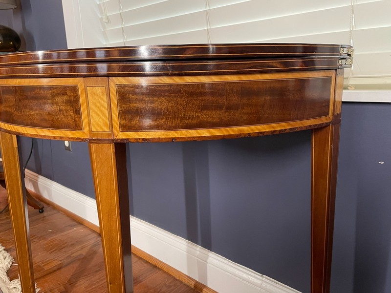 George III Demilune Table in Mahogany & Satinwood gallery