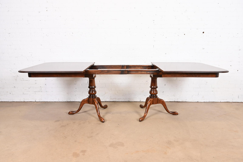 Ethan Allen Georgian Solid Cherry Wood Double Pedestal Extension Dining Table gallery