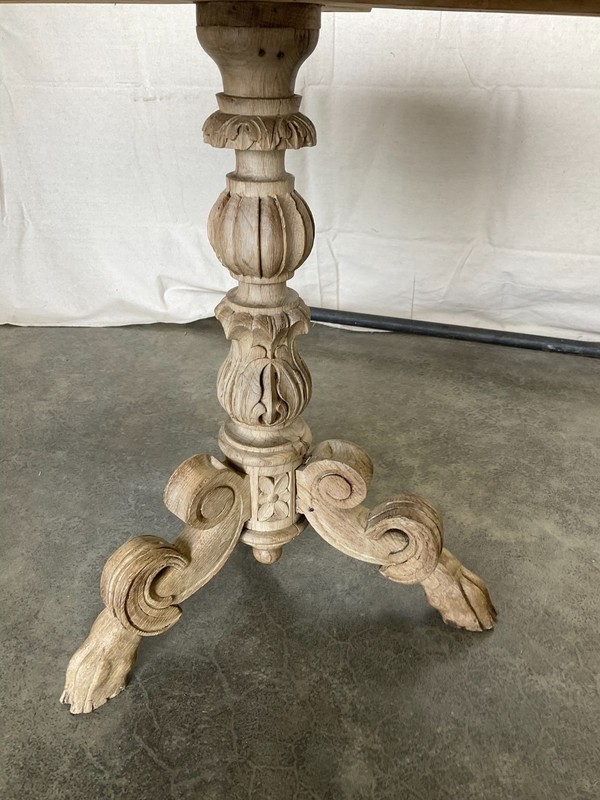 Antique Bleached Carved Oak Side Table with Hoof Feet 19th Century gallery