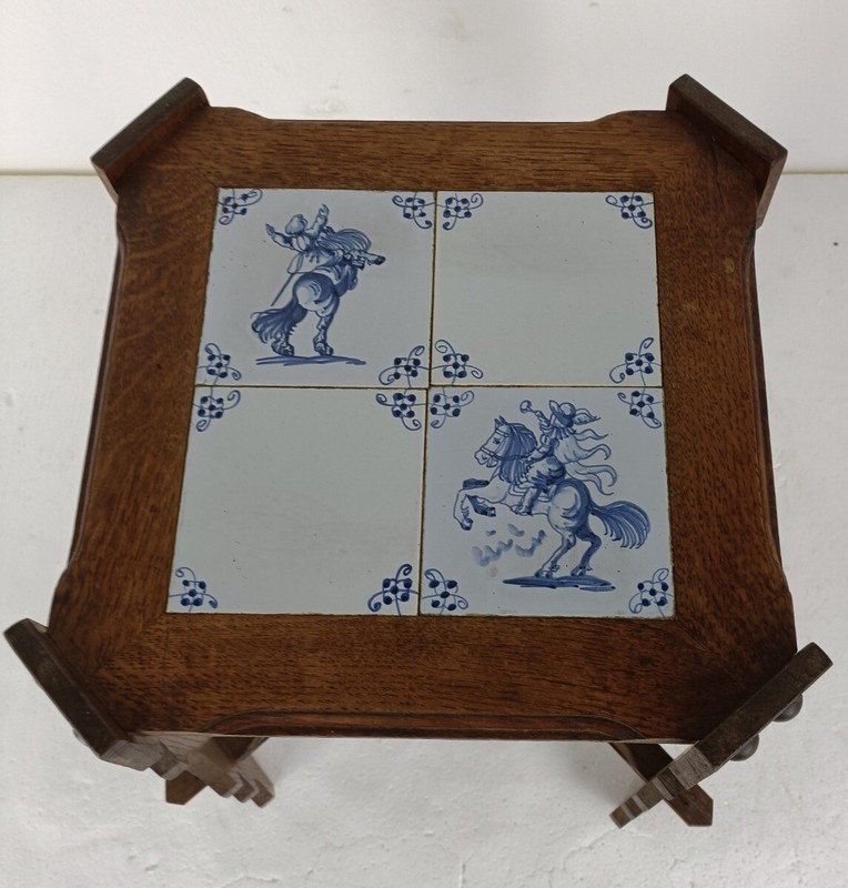 Side Occasional Wine coffee table wood Ceramic antique Delft tiles Hunt Gorgous gallery