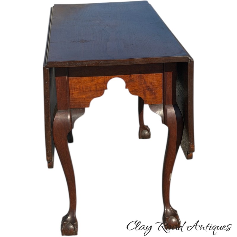 Antique Walnut Chippendale dining table 18th style ball & claw gate leg gallery