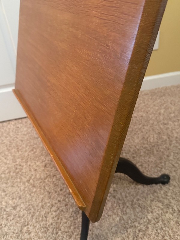 Antique Adjustable Cast Iron & Oak Industrial Drafting Table gallery