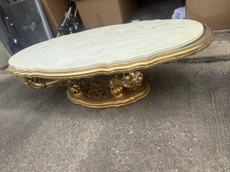 Italian Provincial Marble Gold & Wood Ornamented Tables Coffee/Side gallery
