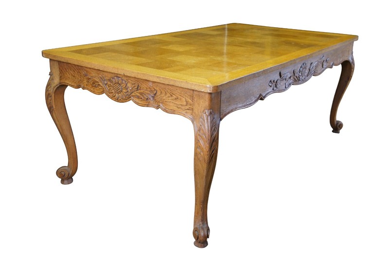 Antique French Country Louis XV Oak Extendable Acanthus Carved Dining Table gallery