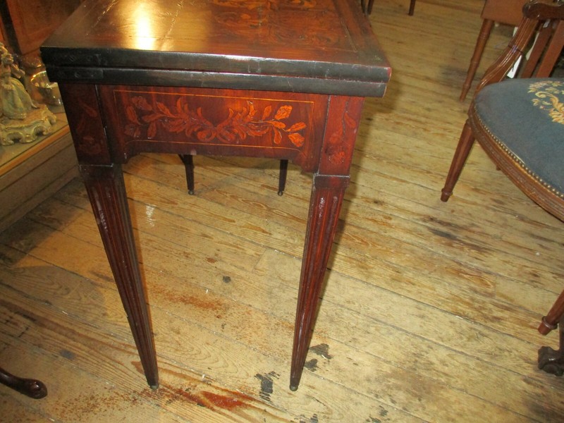 Antique Dutch Marquetry Inlaid Flip-top Game Table gallery