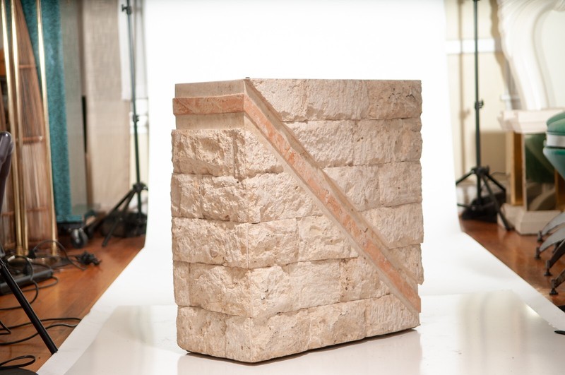 1980’s PostModern Tessellated Mactan Table Stone Magnussen Ponte plant Pink