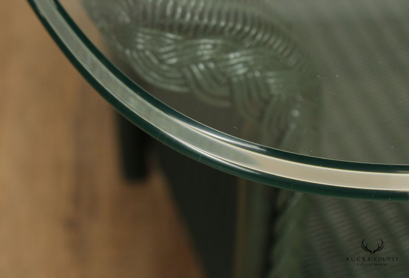 Lloyd Loom Woven Wicker Glass Top Outdoor Side Table gallery