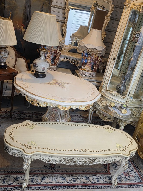 Vintage W. Baedeelandt Belgian Rococo Coffee Table – Cream & Gold gallery