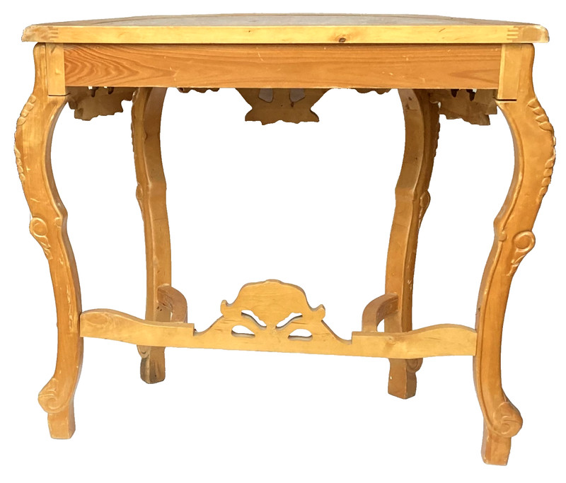 ANTIQUE CARVED SOLID WOOD & MARBLE TOP CONSOLE TABLE+ CORNER STAND VINTAGE- L@@K gallery