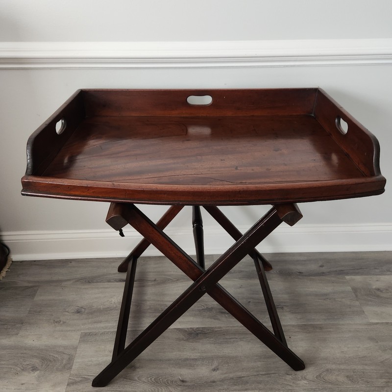 18th Century Butler's tray with stand circa 1810 with Deep patina. gallery