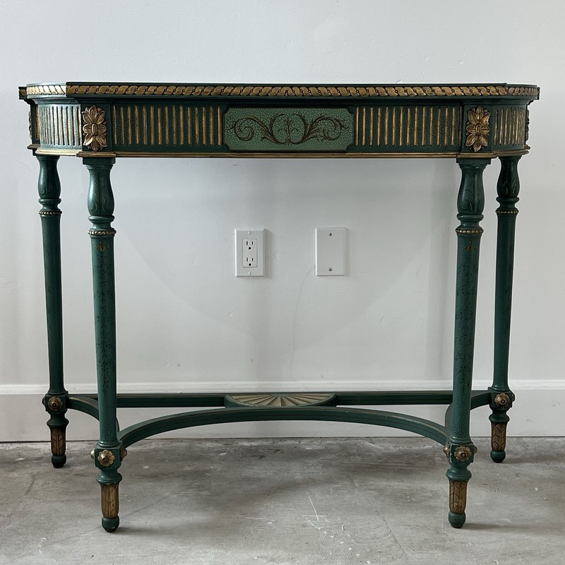 Antique Hand painted MAITLAND SMITH Green Gold Console Table Phenomenal