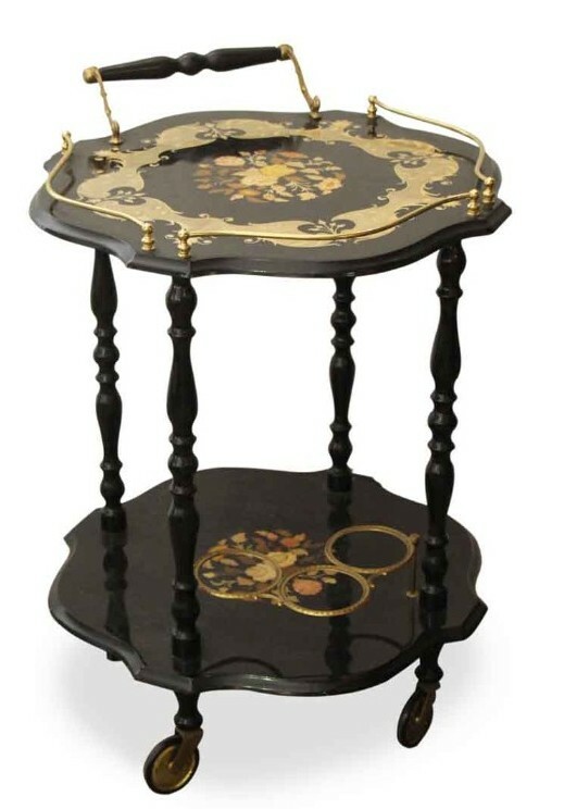 Ebonize Bar Cart With Inlaid Detail