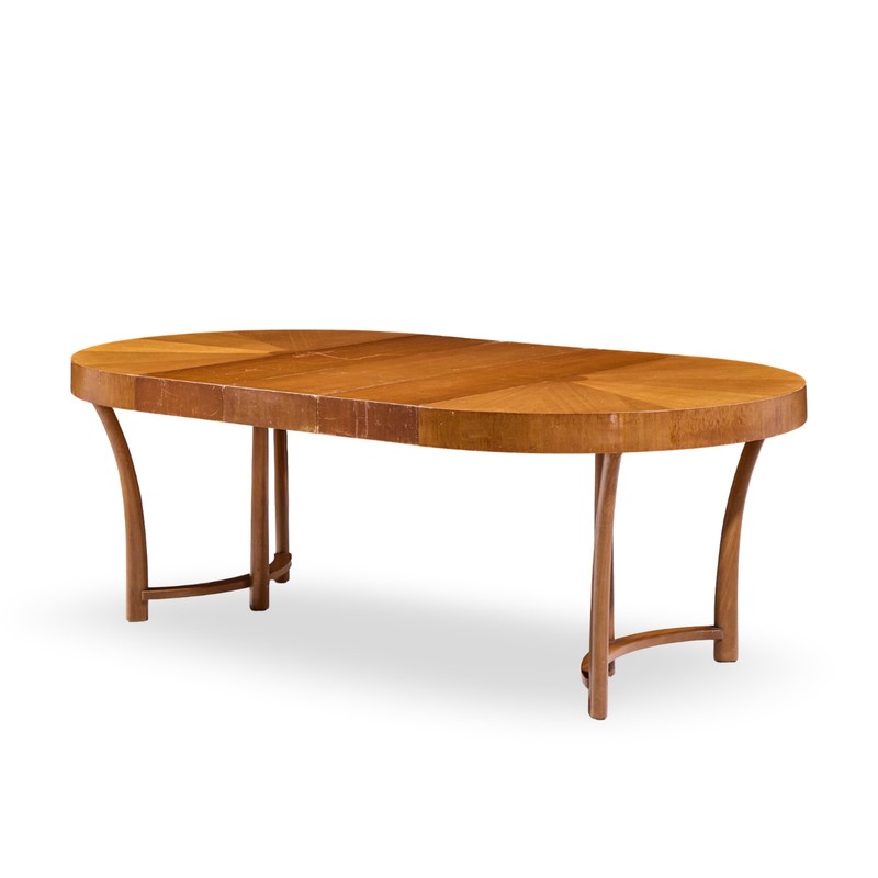T.H. Robsjohn Gibbings for Widdicomb Walnut Expanding Dining Table with 3 Leaves gallery