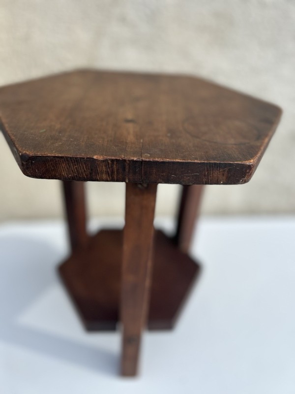 Vintage Mission Arts & Crafts Solid Wood Plant Stand 14”Tall Octagon Top gallery