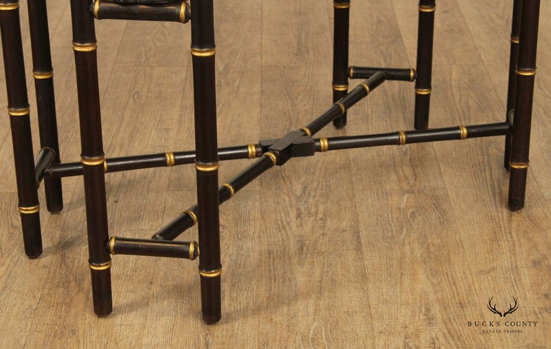 Asian Style Faux Bamboo X-Base Brass Tray Top Coffee Table gallery