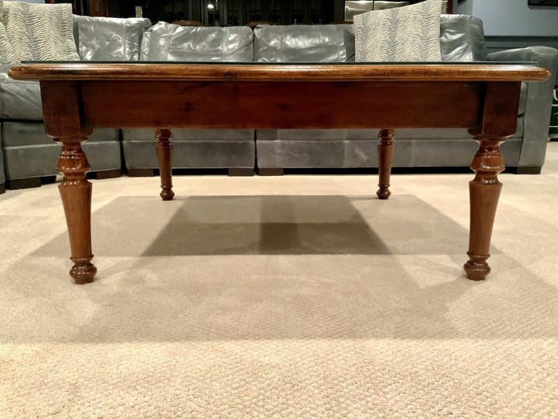 Antique English Square Coffee Table With Fleur-De-Lis Satinwood Inlay gallery