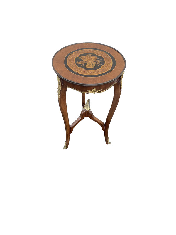 66568 Inlaid Louis XV Side Table Stand Bronze Ormalu gallery
